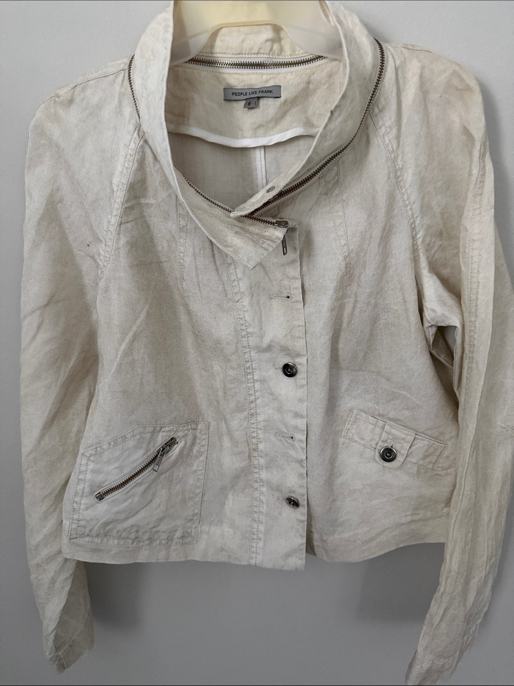 People Like Frank Cream Lightweight Zip-Detail Utility Jacket